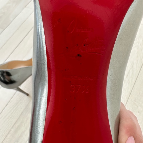 Christian Louboutin Silver Pigalle Follies 100mm Pumps Size 37.5 - Picture 11 of 14